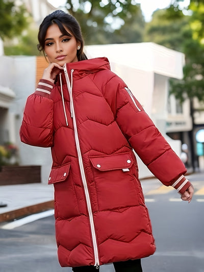 Stilvolle Warme Puffer Winterjacke mit Kapuze für Damen | Ideal für den Winter