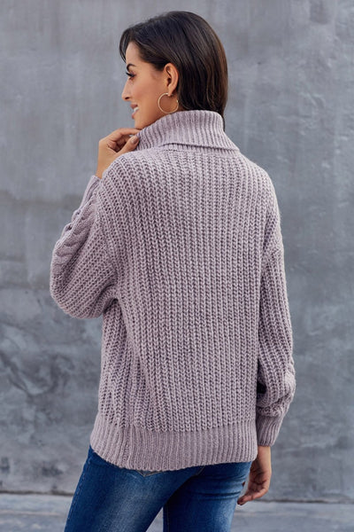 Grober Zopfmuster Pullover für Damen | Rollkragen