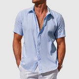 Caius | Herren Kurzarmhemd Regular Fit Freizeithemd – Hellblau