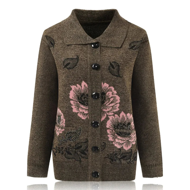 Amelia® | Elegante Strickjacke mit Blumenstickerei