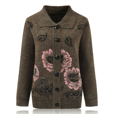 Amelia® | Elegante Strickjacke mit Blumenstickerei