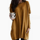 Carlotta | Damen Langer Pullover mit Zwei Taschen – Khaki
