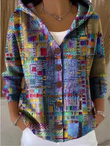 Marie | Cassidy Strickjacke Damen Bunt Geknöpfte Hoodie Cardigan – Lila