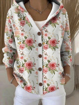 Marie | Cassidy Strickjacke Damen Bunt Geknöpfte Hoodie Cardigan – Zartes Rosa