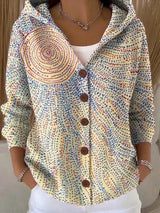 Marie | Cassidy Strickjacke Damen Bunt Geknöpfte Hoodie Cardigan – Hellgelb