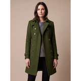 Cataleya | Damen Trench Coat mit Revers und Knöpfen – Grün