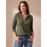 Catrina | Damen Pullover mit Kragen und Halb Zip – Grun