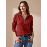 Catrina | Damen Pullover mit Kragen und Halb Zip – Rot