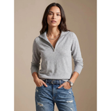 Catrina | Damen Pullover mit Kragen und Halb Zip – Grau