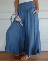 Damen Hochgeschnittene Weite Hosen – Blau