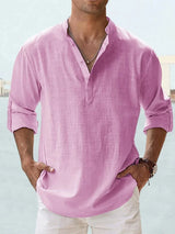 Rolf | Herren Leinen Sommerhemd – Leinenes Herrenhemd Sommer Freizeit 2026 – Rosa