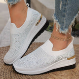 Genovefa | Glitzernde Damen-Sneaker zum Hineinschlüpfen – Weiß