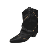 Valentina | Markante Western-Stiefel Mit Nieten Für Damen – Schwarz
