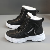 Coline | Gefütterte Plateausohle Schneestiefel – Schwarz