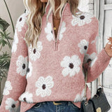 Alina | Damenpullover Half-Zip zeitlos modern – Rosa