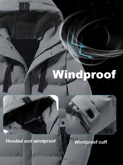 Eleganter Baumwoll-Steppmantel mit Kapuze und großer Tasche für Herren | Ideal für den Winter