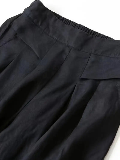 Anina - Weite Beine Leinen Hose