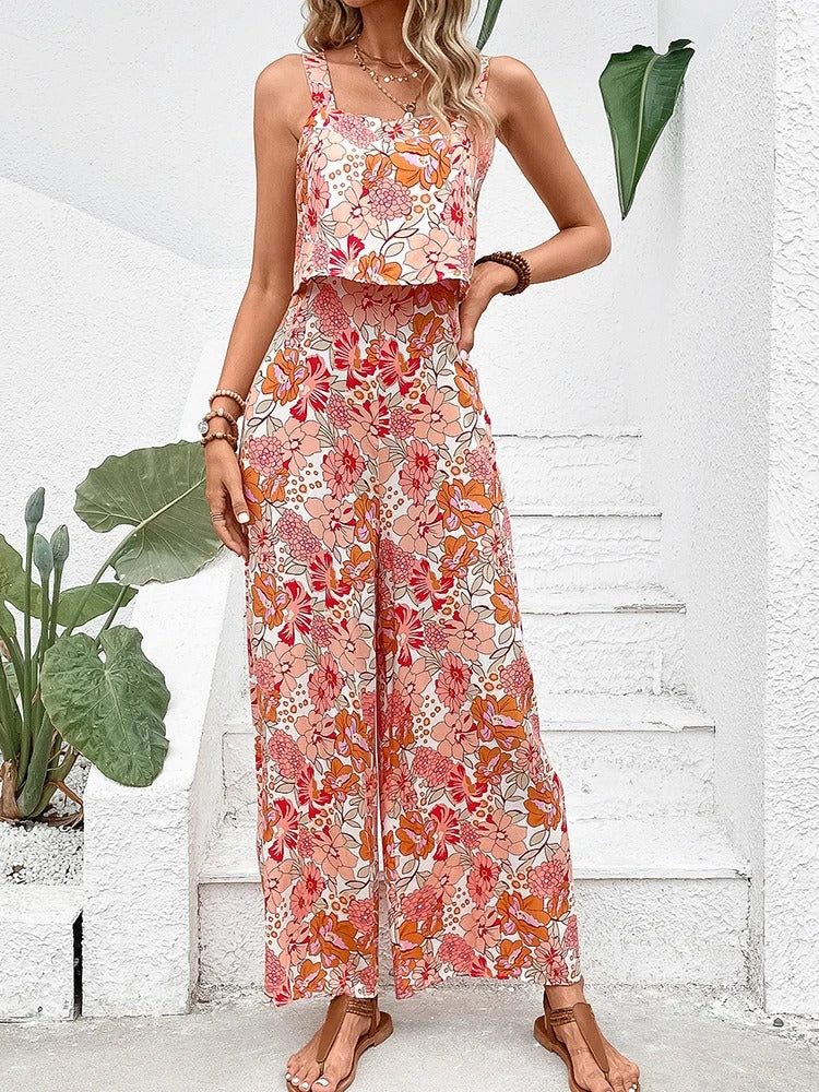 Kalentha® | Zweiteiliger Jumpsuit mit floralem Muster