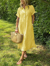 Corinne – Elegantes Damen Hemdblusenkleid – Yellow