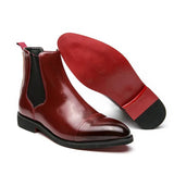 Chelsea Boots Herren Elegant Lederoptik – Rot