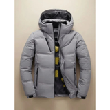 Cihan | Herren Winterjacke mit Kapuze und Taschen mit Reißverschluss – Hellgrau