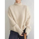 Claudia | Damen Rollkragenpullover mit weitem Schnitt – Beige