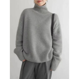 Claudia | Damen Rollkragenpullover mit weitem Schnitt – Grau