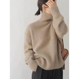 Claudia | Damen Rollkragenpullover mit weitem Schnitt – Khaki
