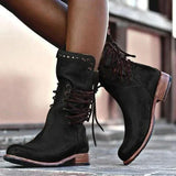 Clio | Damen Stiefelette Schnürstiefel in Braun – Schwarz