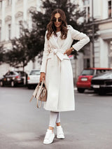 Helene | Damen Langer Mantel im lässigen Streetstyle – Weiß