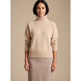 Constanze | Damen Rollkragenpullover mit Langarm  Bündchen – Beige