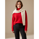 Constanze | Damen Rollkragenpullover mit Langarm  Bündchen – Rot