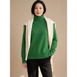 Constanze | Damen Rollkragenpullover mit Langarm  Bündchen – Grün