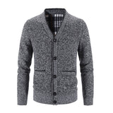 Corvald | Herren Strickjacke V-Ausschnitt Knopfleiste – Dunkelgrau
