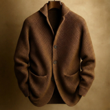 Corvinus | Herren Strickjacke Cardigan mit Knöpfen – Braun