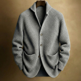 Corvinus | Herren Strickjacke Cardigan mit Knöpfen – Grau