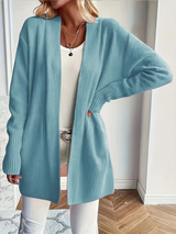 Leonie | Kuscheliger Cardigan Offener Schnitt – Pfauenblau