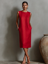 Arcelia - Leichtes Midikleid – Rot
