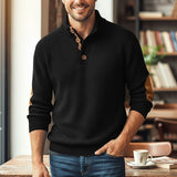 Sebastian | Herren Langarmpullover mit Knöpfen – Schwarz