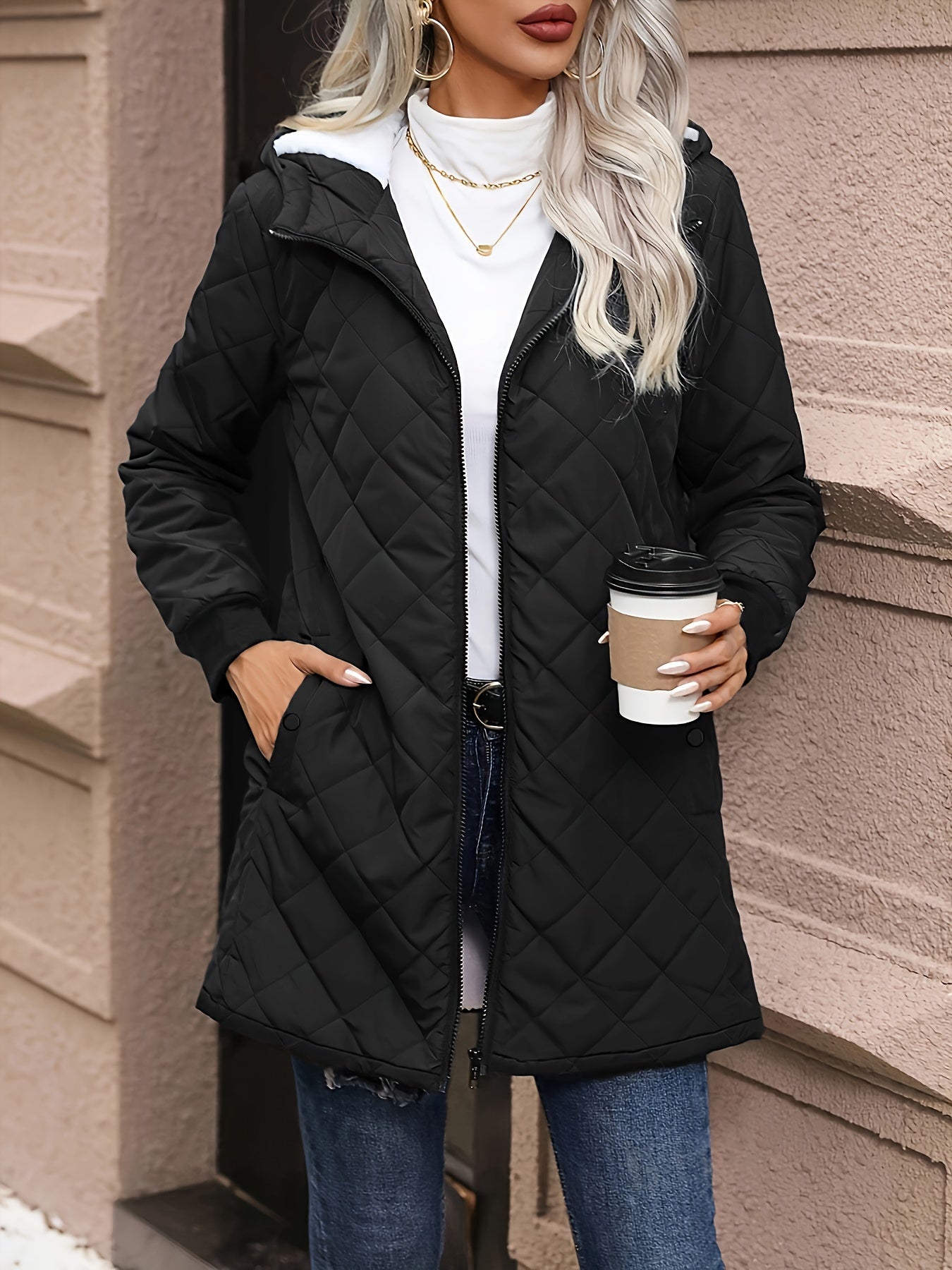 Stylische Warme Fleece Parka Winterjacke mit Kapuze für Damen | Ideal für den Winter