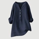 Eva | Damen Luftige Bluse Knopfverschluss – Bluse Knöpfe Leicht Sommer 2026 – Marineblau