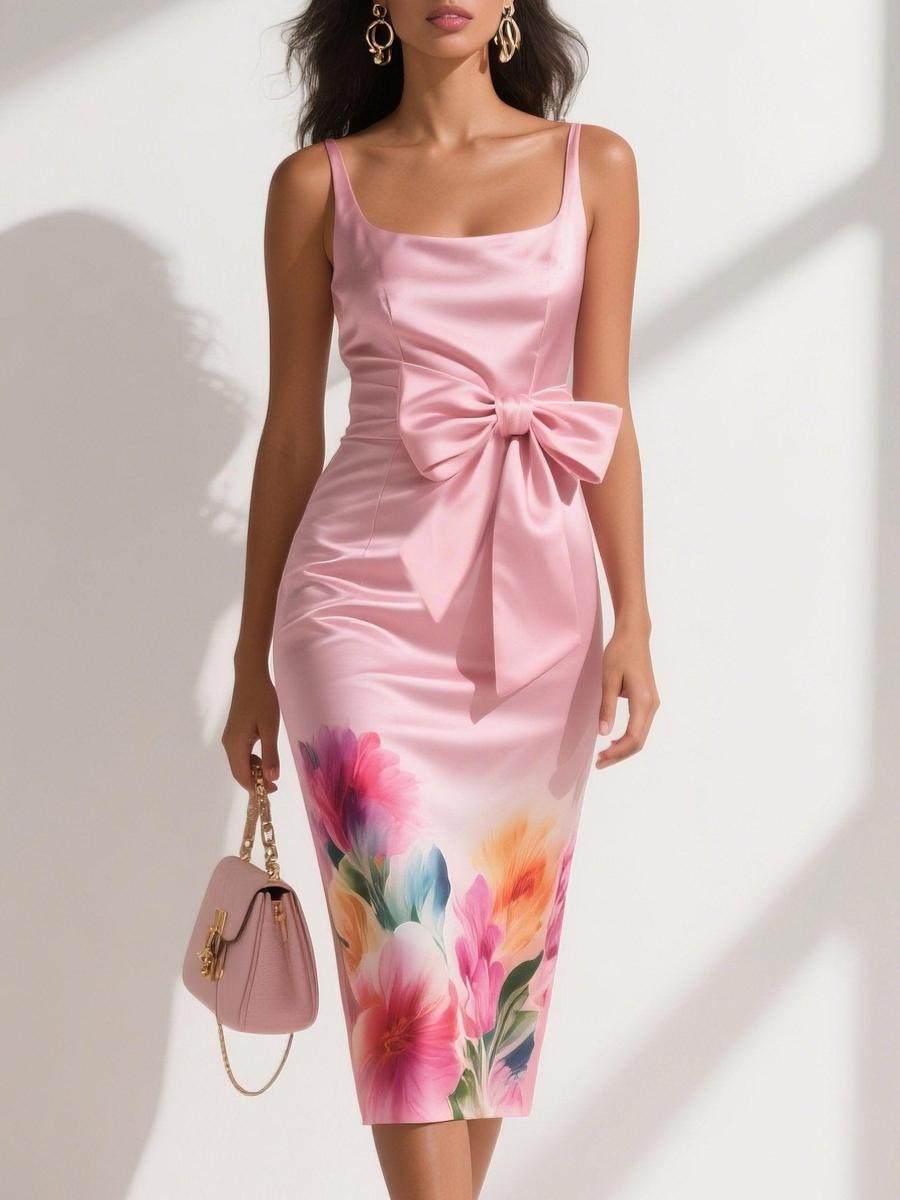 VALE | Chic Floral Midi Dress – Sleeveless with Strap