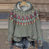Carolin | Damen Winter-Strickhoodie mit Muster – Grau