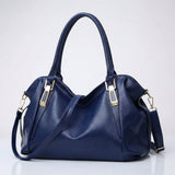 Damen Breite Leder Handtasche Mit Langem Riemen – Stilvolle Schultertasche – Blau