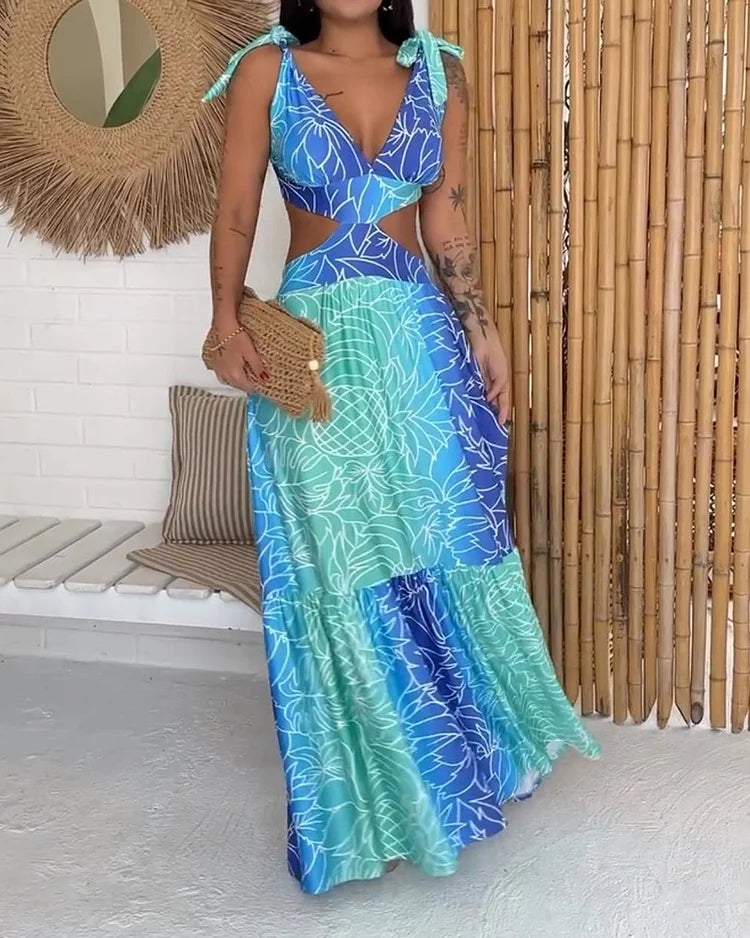 Katherine - Langes Kleid mit buntem Druck