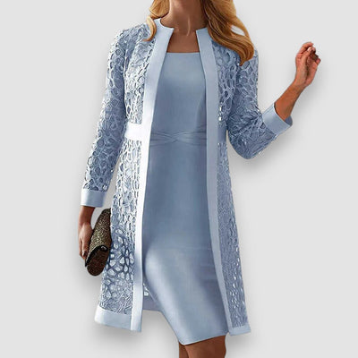 Lucy | Zweiteiliges Spitzen-Strickjacken-Kleid