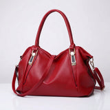 Damen Breite Leder Handtasche Mit Langem Riemen – Stilvolle Schultertasche – Rot
