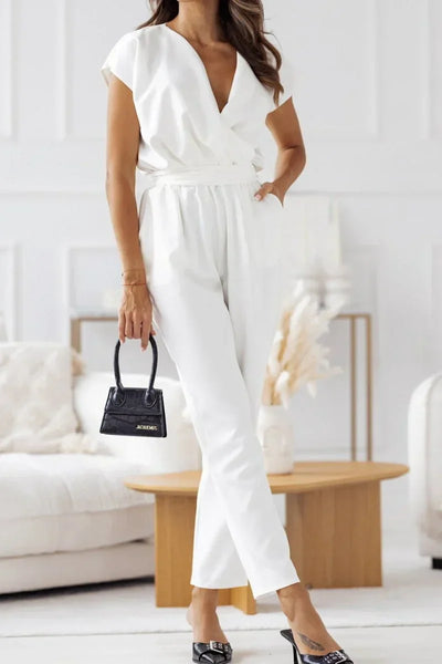 Maryana - Kurzärmeliger Jumpsuit Mit V-Ausschnitt