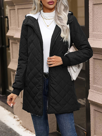 Stylische Warme Fleece Parka Winterjacke mit Kapuze für Damen | Ideal für den Winter