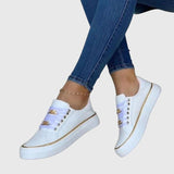 Anna | Damen Frühlings Lässige Samt Schnürsneaker – Weiß